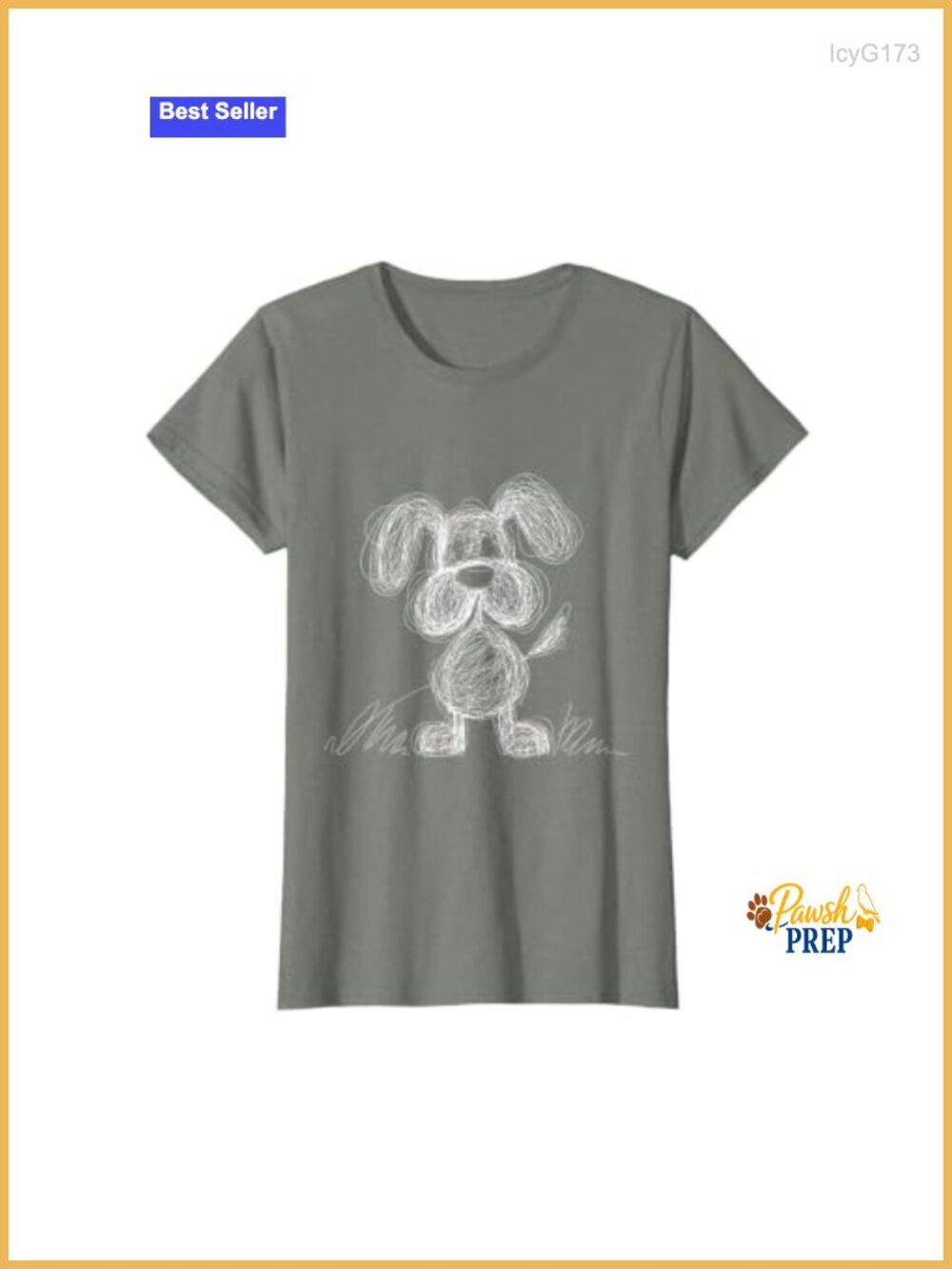 Scribble Dog Doodle Graphic T-Shirt Cotton Short Sleeve Casual Tee